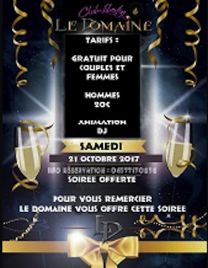 Samedi 21 Octobre 2017 Soirée Offerte au Domaine