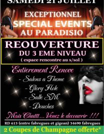 REOUVERTURE DE VOTRE ESPACE PLAISIR AU S/SOL